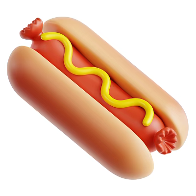Delicious Hot Dog With Soft Bun Sausage Ketchup And Mustard 3d model