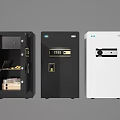Black And White Safes With Open Door Storage And Electronic Lock Design