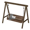 Wooden Outdoor Swing With A Frame Stand And Slat Seat Including Blanket And Cushion