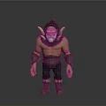 Muscular Horned Bearded 3D Character Model With Arm Guards Green Pants And Brown Boots