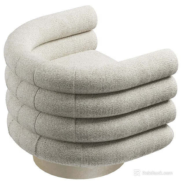 Modern Beige Fabric Leisure Chair With Curved Layered Design And Soft Comfortable Seating 3d model 