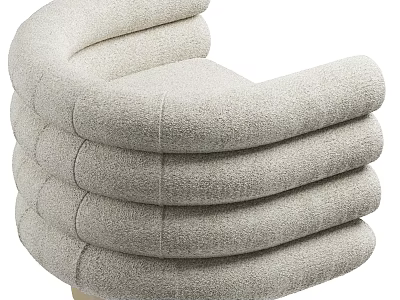 Modern Beige Fabric Leisure Chair With Curved Layered Design And Soft Comfortable Seating 3d model