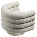Modern Beige Fabric Leisure Chair With Curved Layered Design And Soft Comfortable Seating