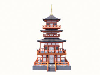 Chinese Pagoda Ancient Building 3d model