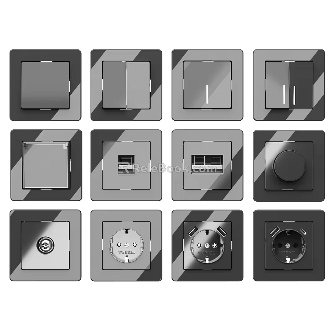 Simple socket switch wall socket wall switch lamp switch 3d model
