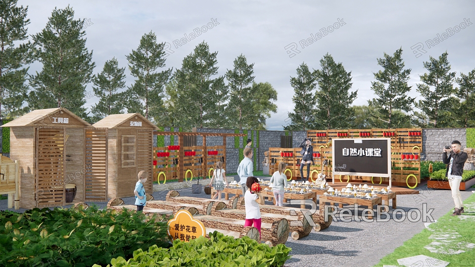 Rural Research Park Base Vegetable Field Labor Classroom Outdoor Research Pastoral Labor Education Courtyard Landscape Classroom model