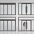 Modern Double Glass Doors With Black Frames In Interior Design 3d model