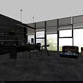 Modern General Manager Office Interior With Desk Sofa And Large Windows 3d model