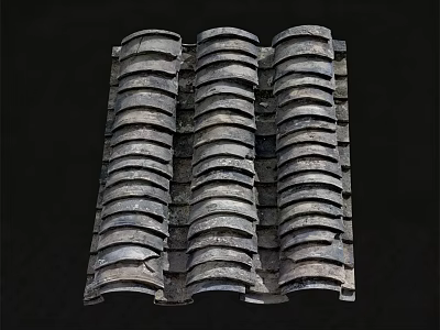 Traditional Curved Roof Tiles Arranged In Ancient Architectural Structure Design 3d model