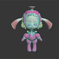 Pink Robot Character With Twin Pigtails Gold Accents And Blue Goggles