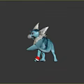 Blue Fantasy Creature With Fox Ears Fish Tail Standing By Red White Ball