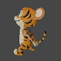 Cute Baby Tiger 3D Animated Character In Cartoon Style For Game And Film