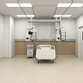 Modern Operating Room Interior With Surgical Bed Medical Equipment And White Walls