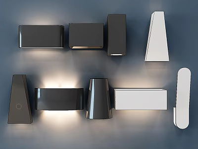 Modern Black And White Wall Lamps With Various Shapes For Home Lighting Decor 3d model