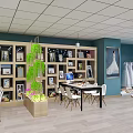 Bridal Couture Wedding Dress Shop With Blue Walls Reception Desk White Ceiling And Wooden Floor