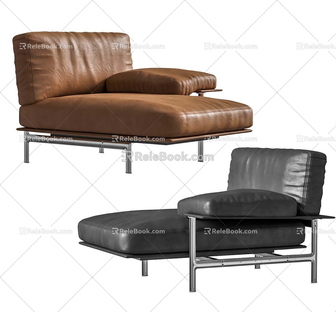 BB Italia Diesis Middle Leather Chaise Minimalist Chaise 3d model