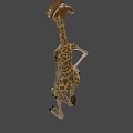 Cartoon Giraffe with Long Neck Spotted Pattern Smiling Face and Colorful Blurred Background