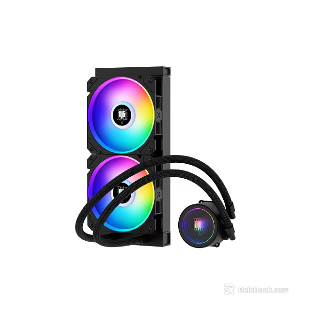 High Performance RGB Liquid CPU Cooler With Dual Colorful Fans And Water Block 3d model 