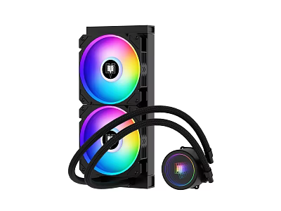 High Performance RGB Liquid CPU Cooler With Dual Colorful Fans And Water Block 3d model