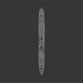 Large Military Warship With Detailed Deck Equipment Gray Hull And Brown Bottom On Dark Background