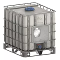 Ceramic IBC Tank With 1000L Capacity Metal Cage Frame Blue Lid Side Window And Valve