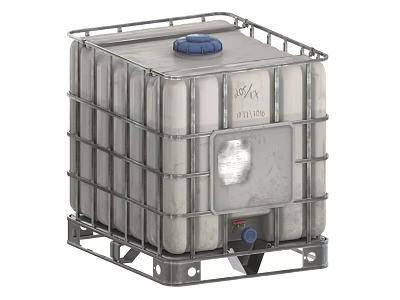 Ceramic IBC Tank With 1000L Capacity Metal Cage Frame Blue Lid Side Window And Valve 3d model