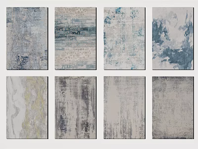 Modern Square Rugs With Abstract Patterns And Neutral Blue Gray Textured Designs 3d model