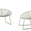 Modern Metal Wire Leisure Chairs With Unique Leaf Shaped Frame And Green Finish Design