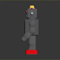 Retro Toy Robot With Yellow Top Red Eyes Black Screen And Red Feet