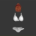 Woman Wearing Stylish White Bra Transparent Panties With Red Fluffy Accessory