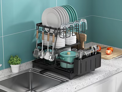 Multi layer Bathroom Cabinet Rack For Dish Cup And Utensil Storage Organizer 3d model