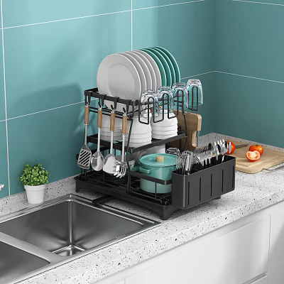 Multi layer Bathroom Cabinet Rack For Dish Cup And Utensil Storage Organizer 3d model