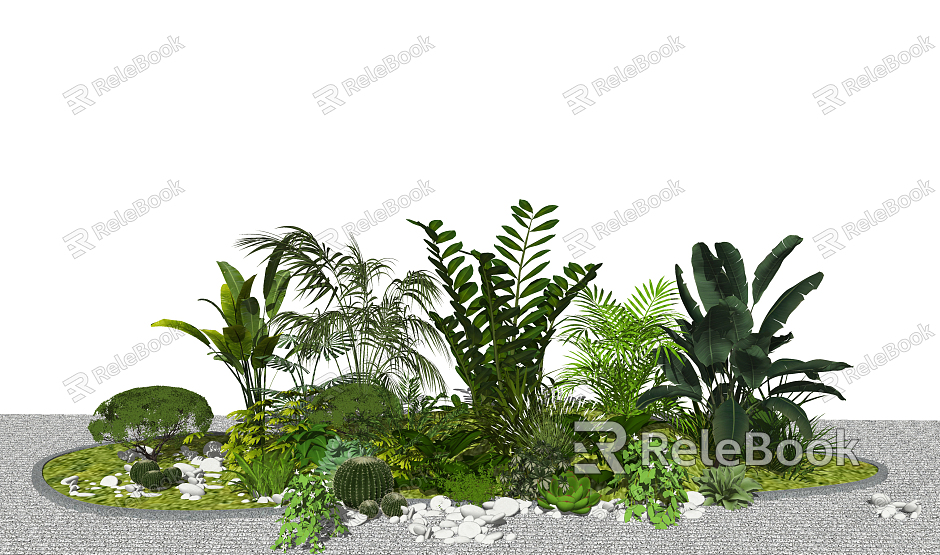 Modern shrub landscape sketch plant shrub model