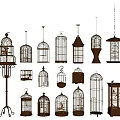 Various Styles Of Decorative Household Bird Cages With Hanging And Standing Designs
