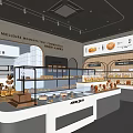 Modern Dessert Shop Interior With Glass Display Cases And Various Fresh Pastries