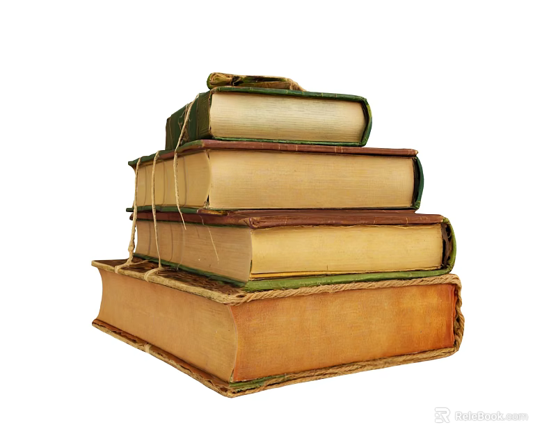 Vintage Stacked Old Books With Leather Bound Covers And Classic Design 3d model 