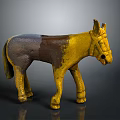 Vintage Yellow And Brown Donkey Figurine In Standing Pose With Decorative Details