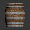 Rustic Wooden Barrel With Metal Hoops And Smooth Surface Texture