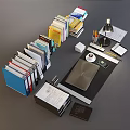 Organized Home Office Desk Setup With Laptop Books Coffee Cup And Lamp