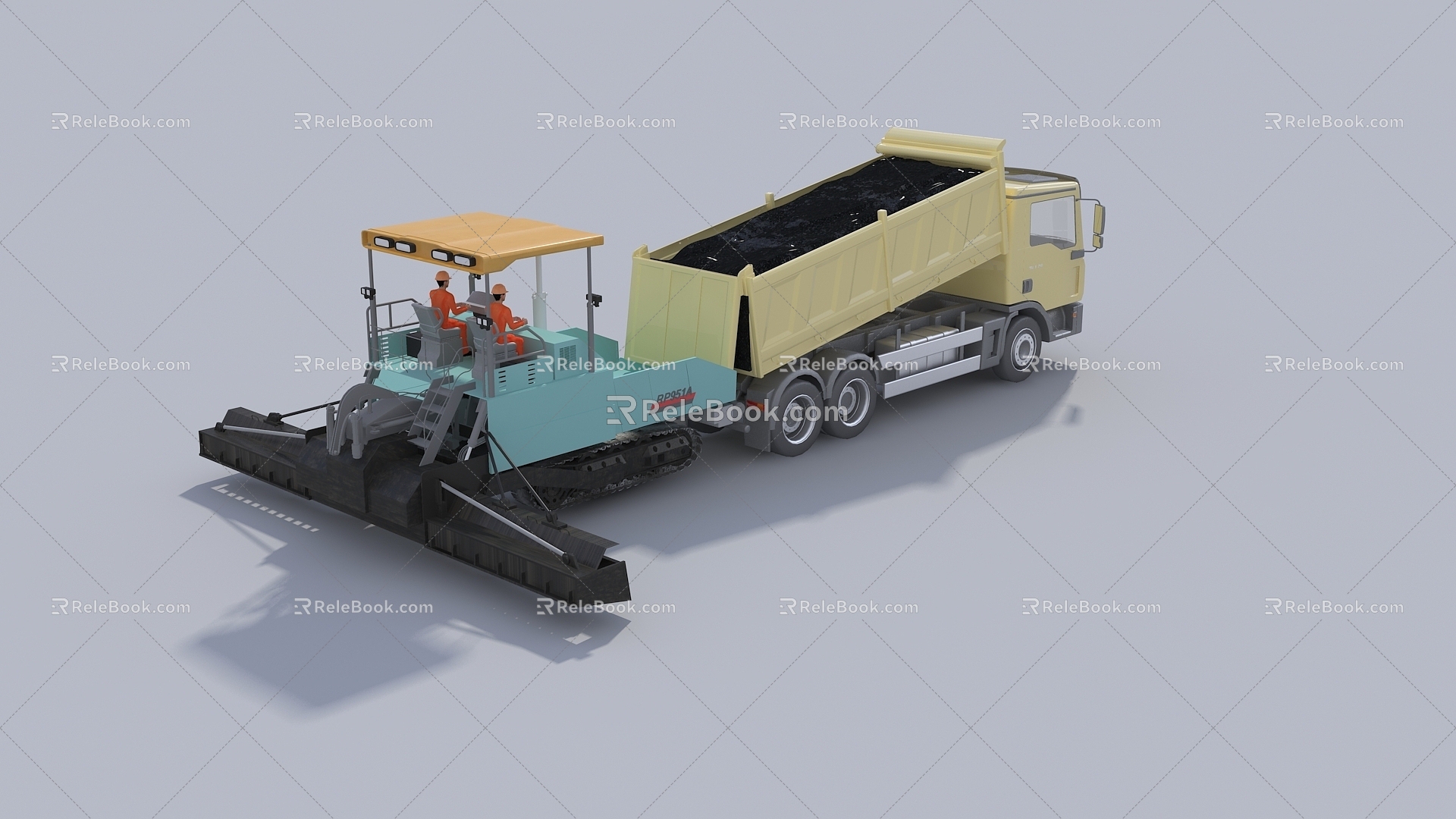 Asphalt paver road paver road construction 3d model