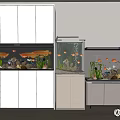Indoor Fish Tank Aquarium Setup With Colorful Fish Aquatic Plants And Decorative Cabinet