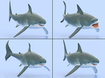 Shark Aquatic Animal Detailed Images With Multiple Views And Various Poses 3d model