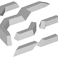 Modern Geometric Landscape Seats With Modular Concrete Design For Outdoor Park Garden