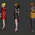 Diverse Cartoon Characters Holding Hands Standing In A Row With Gray Background And Floor Reflection