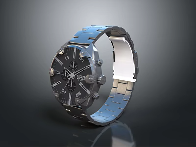 Sleek YISSEI Wristwatch With Stainless Steel Band And Black Dial 3d model