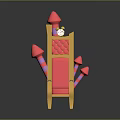 Colorful Cartoon Style Throne With Red Yellow Design Small Clock And Pink Spire Decorations