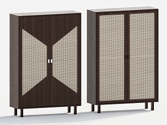 Rattan Bucket Cabinet Decorative Cabinet High Cabinet Side Cabinet 3d model