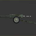 Vintage Green Military Towed Artillery With Long Barrel And Wheels Structure