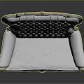 Elegant Classic Armchair With Ornate Carved Frame Quilted Backrest And White Upholstery