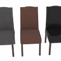 Black Leather Single Chair With Studded Decoration And Solid Wooden Legs Design Style